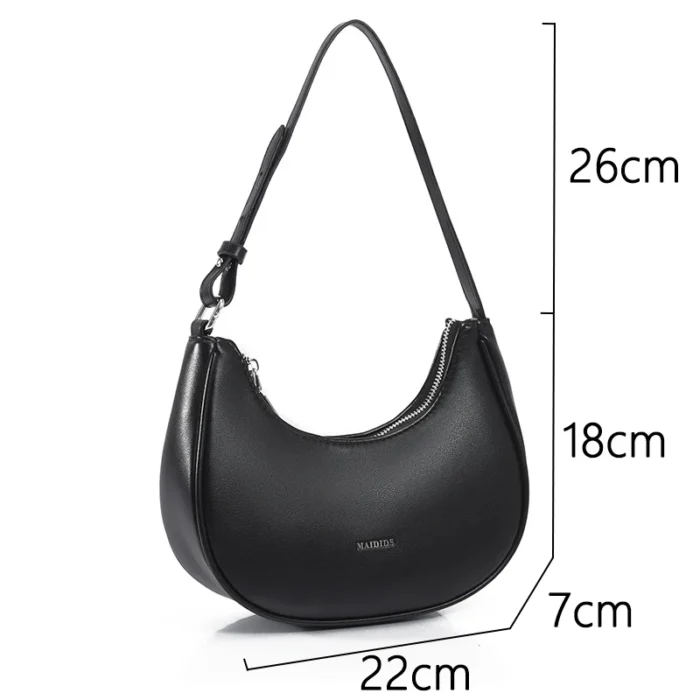 2024 Luxury Cow Leather Messenger Bag Women Hand Bag Large Capacity Casual Handbag Purse Female Fashion Moon Shoulder Bags Sac - Image 6