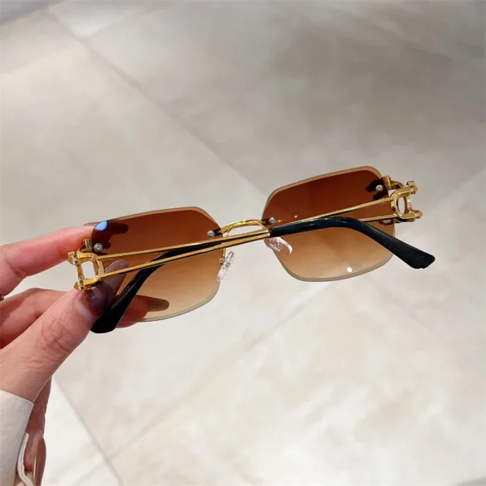 Vintage Square Rimless Sunglasses Women 2023 Fashion Trendy Luxury Brand Design Leopard Head Frame Sun Glasses For Men UV400 - Image 5